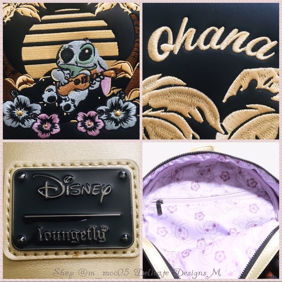 Loungefly Disney Stitch Satin Mini Backpack & Wallet Ohana Set - Picture 6 of 13